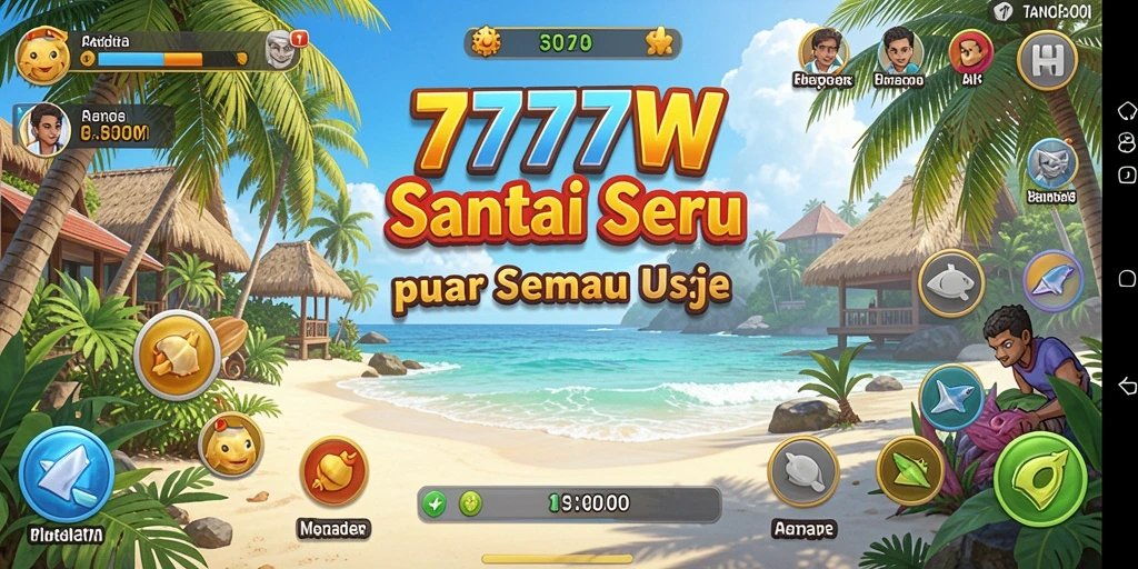 Tampilan gameplay 7777W yang penuh warna dan menghibur.