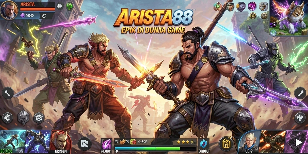 Tangkapan layar ARISTA88 menampilkan aksi pertarungan yang dinamis dan mendebarkan.