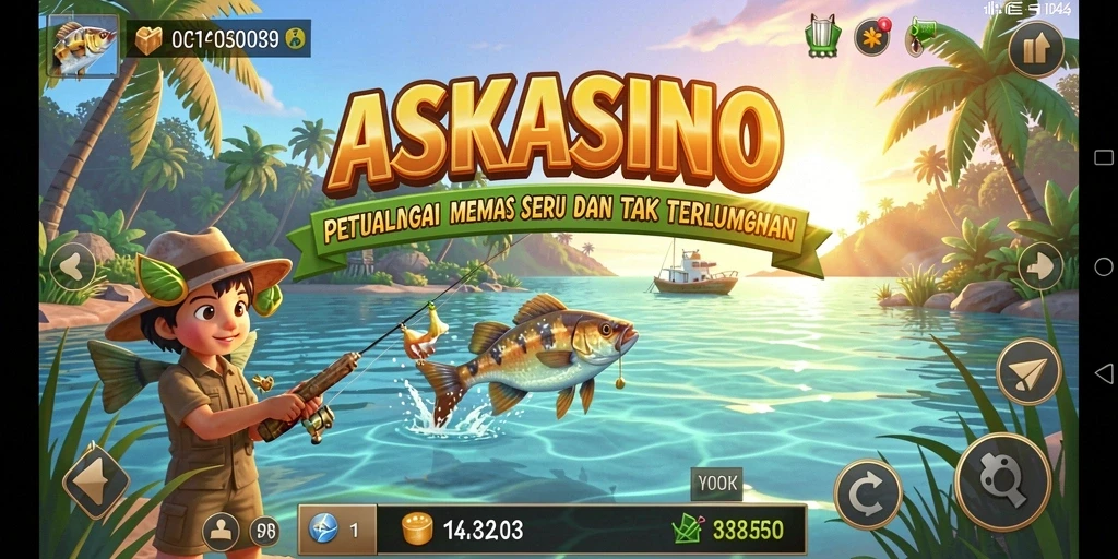 Gameplay ASKASINO yang menarik saat memancing berbagai jenis ikan.