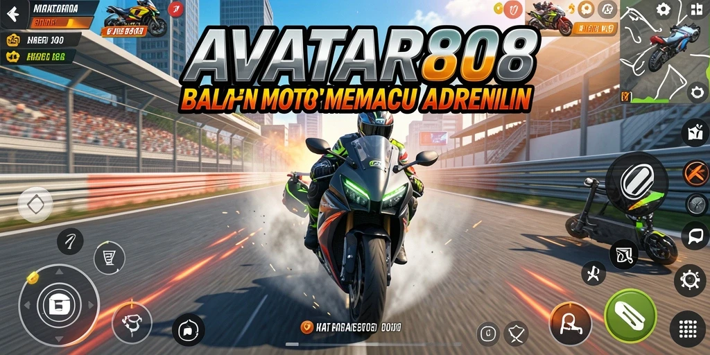 Tampilan gameplay motor balap yang mendebarkan di AVATAR808.