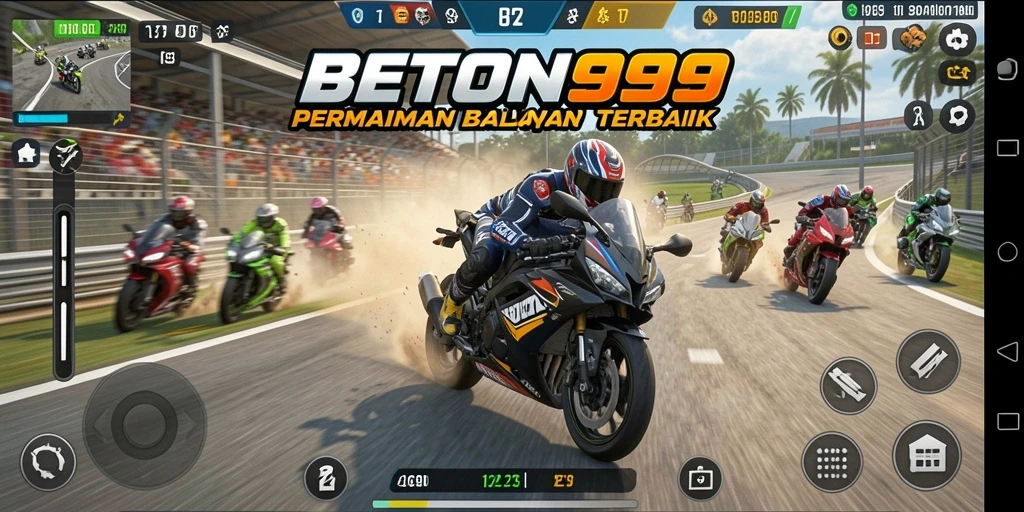 Tampilan gameplay seru dalam balapan motor BETON999.