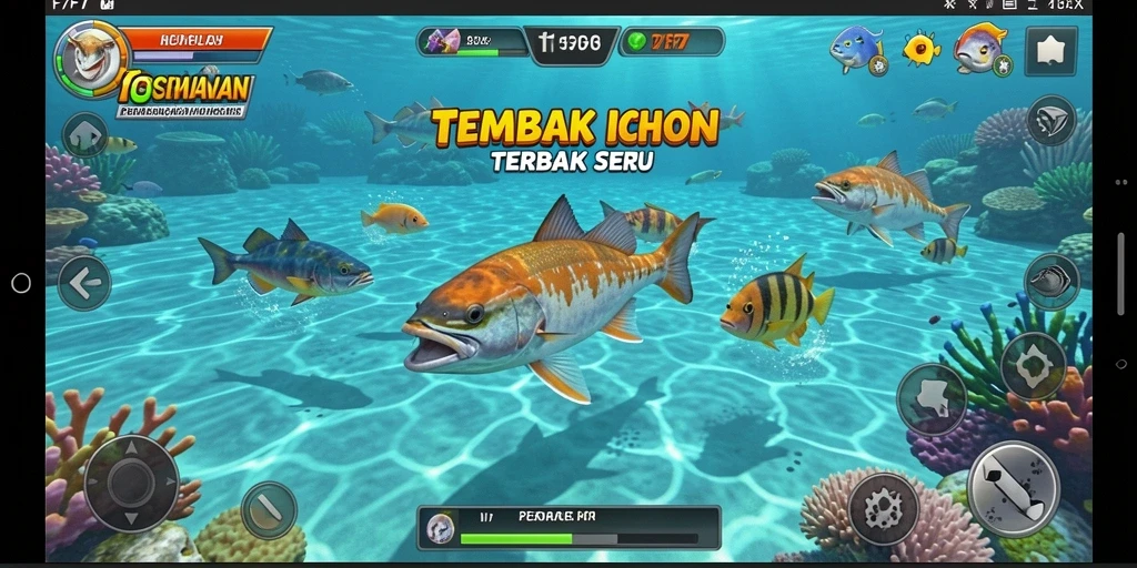 Gameplay seru dalam F7F7 saat menembak ikan.