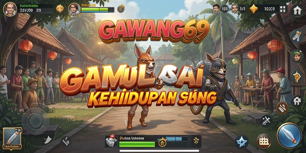 Tampilan gameplay utama GAWANG69 dengan interaksi karakter yang kaya.