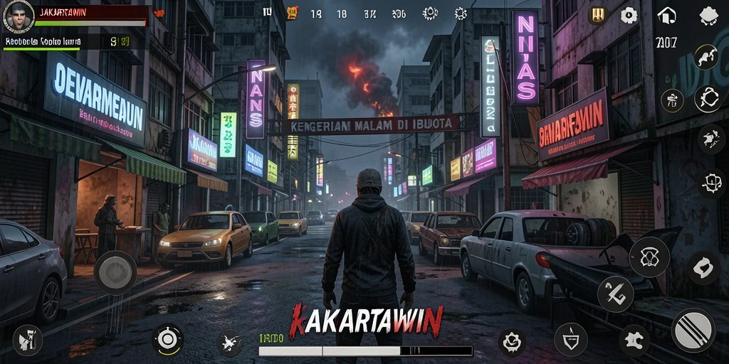 Tampak gameplay menegangkan dalam suasana horor Jakarta.