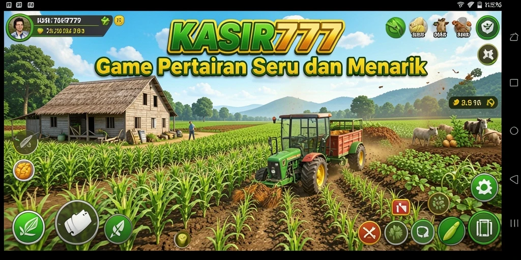 Tampilan gameplay KASIR777 menunjukkan aktivitas bertani yang seru.