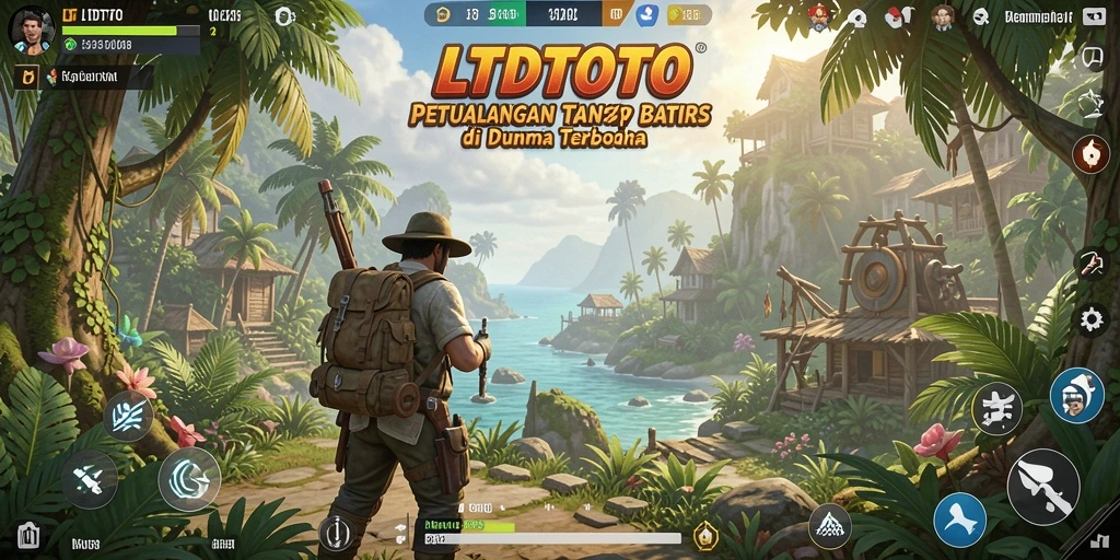 Screenshot gameplay LTDTOTO yang menunjukkan dunia terbuka yang luas.