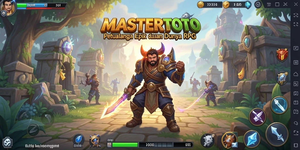 Tangkapan layar MASTERTOTO menampilkan aksi pertarungan RPG yang intens.