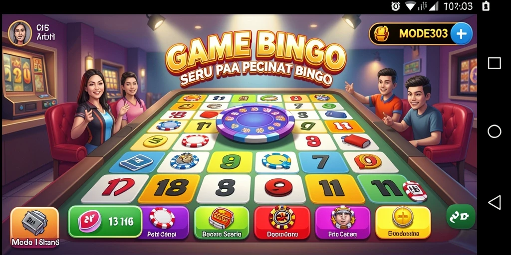 Tampilan gameplay seru di MODE303 dengan momen Bingo yang mendebarkan.