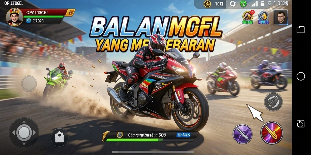Tampilan gameplay OPALTOGEL yang mendebarkan saat balapan motor di trek.