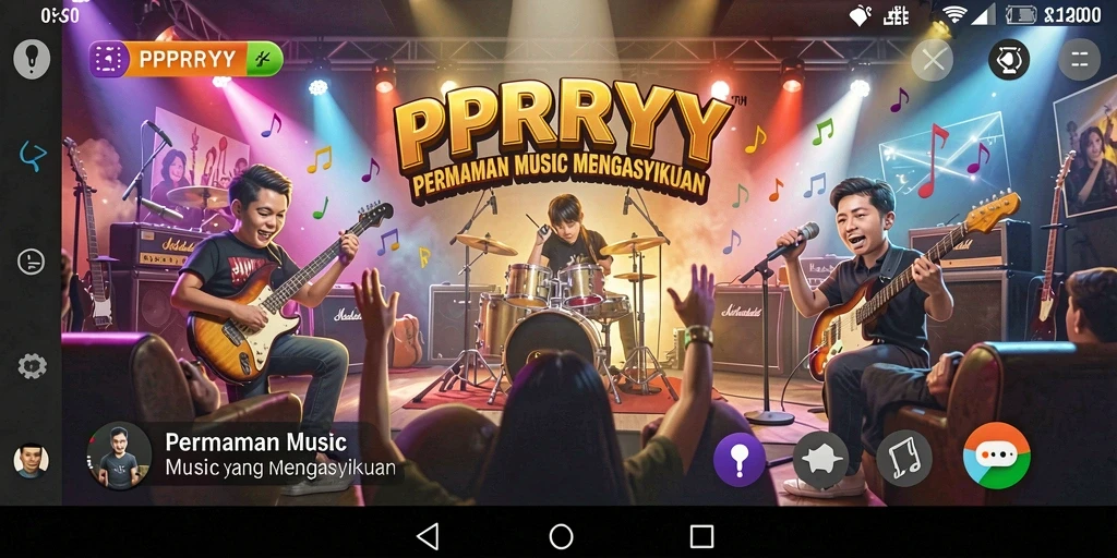 Tampilan gameplay PPRRYY yang menarik dengan berbagai tantangan musik.