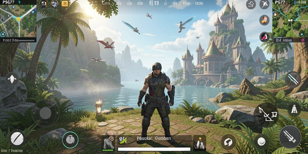 Screenshot gameplay <strong>PSG77</strong> menampilkan petualangan di dunia terbuka yang luas.