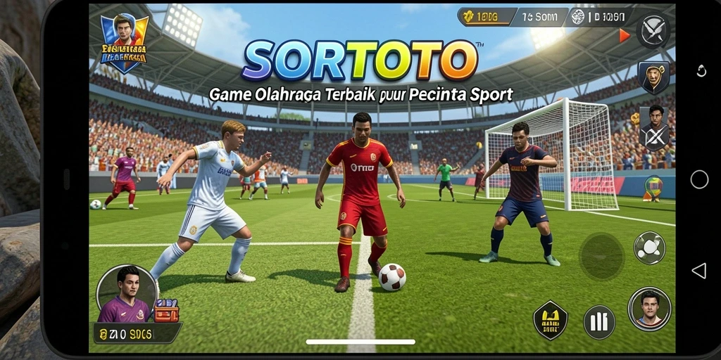 Tampilan gameplay SORTOTO menampilkan keseruan olahraga secara langsung.
