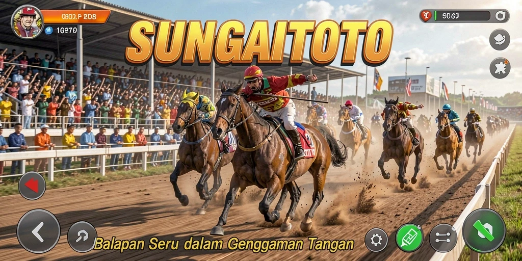 Tampilan gameplay seru di SUNGAITOTO dengan mobil balap yang memukau.