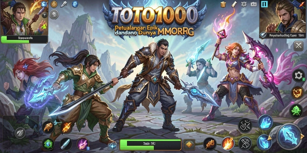 Tampilan gameplay epik dari TOTO1000 dalam dunia MMORPG.
