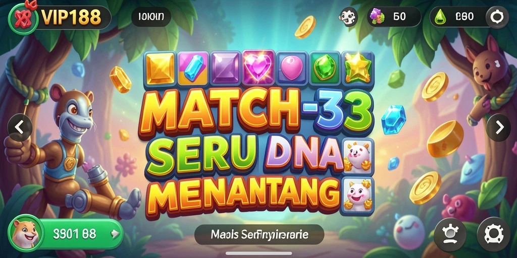 Screenshot gameplay VIP188 menunjukkan aksi seru dalam permainan Match-3.